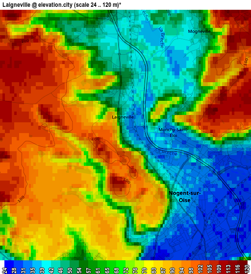 Laigneville elevation map