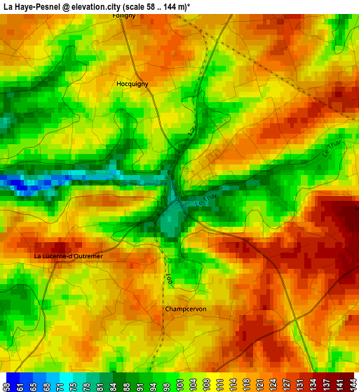 La Haye-Pesnel elevation map