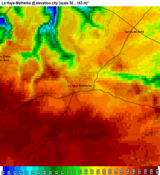 La Haye-Malherbe elevation map