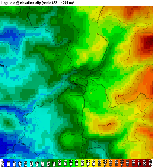 Laguiole elevation map