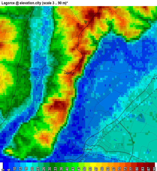 Lagorce elevation map