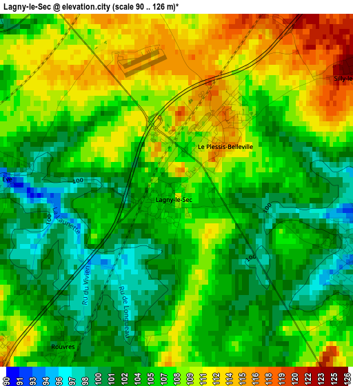 Lagny-le-Sec elevation map