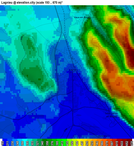 Lagnieu elevation map