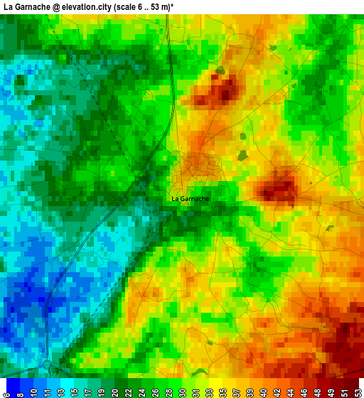 La Garnache elevation map