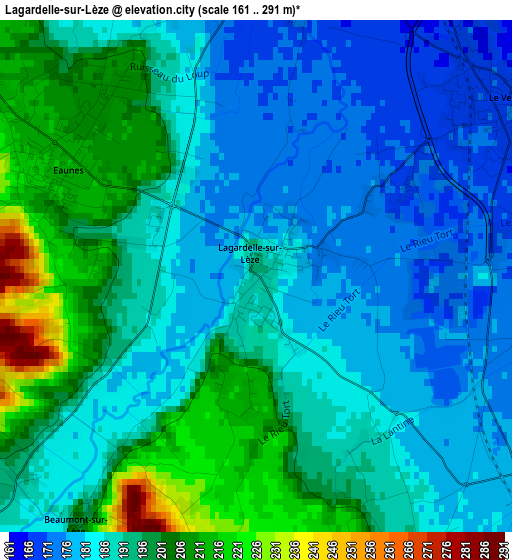 Lagardelle-sur-Lèze elevation map