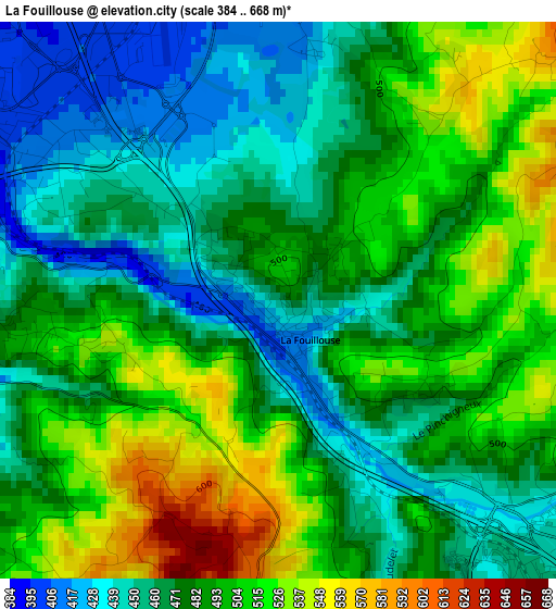 La Fouillouse elevation map