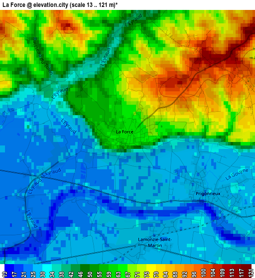 La Force elevation map