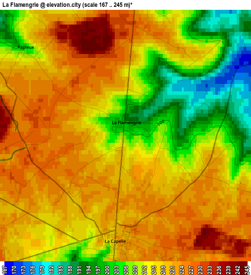 La Flamengrie elevation map