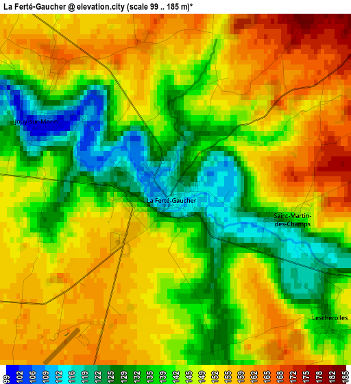 La Ferté-Gaucher elevation map