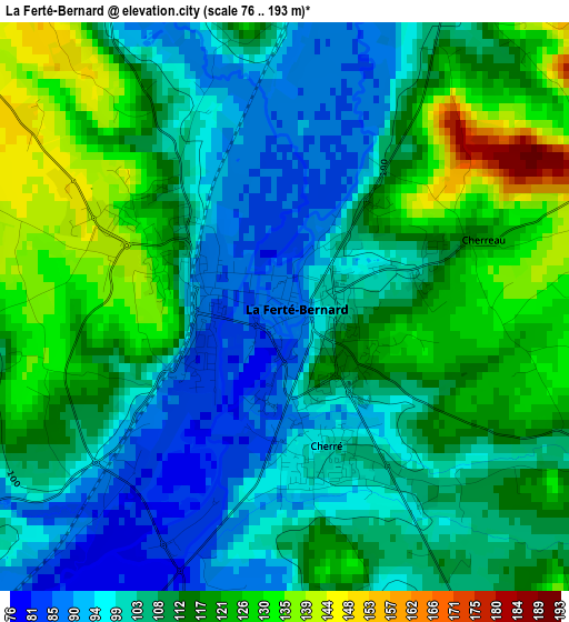 La Ferté-Bernard elevation map