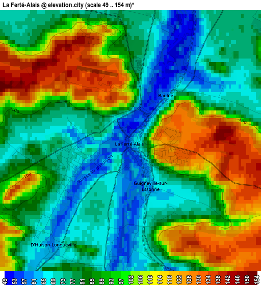 La Ferté-Alais elevation map