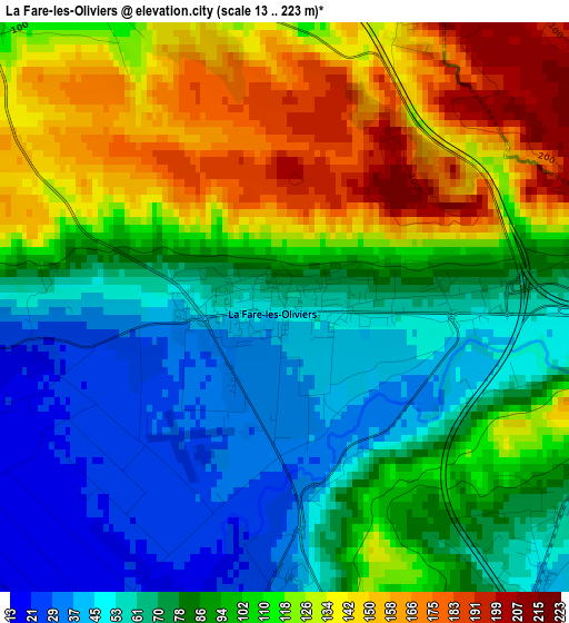 La Fare-les-Oliviers elevation map