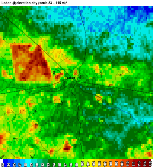 Ladon elevation map