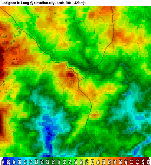 Ladignac-le-Long elevation map