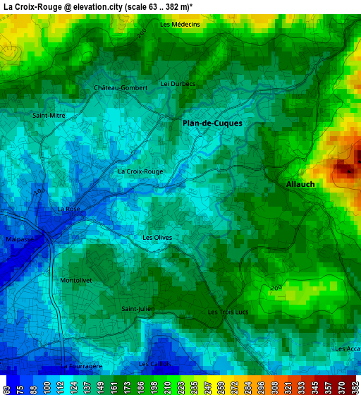 La Croix-Rouge elevation map