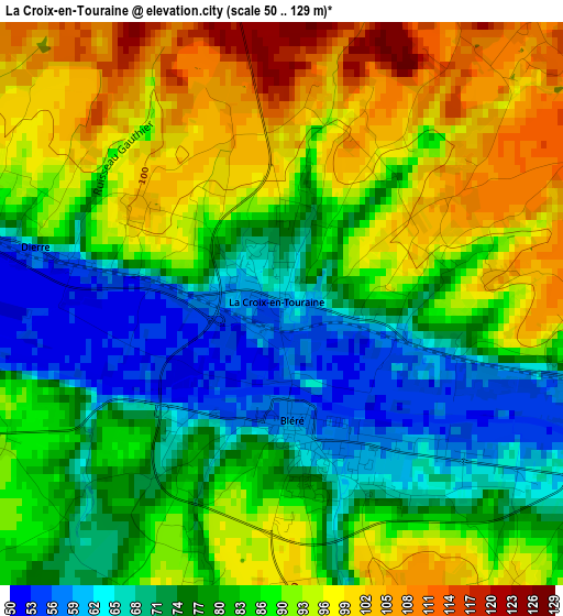 La Croix-en-Touraine elevation map