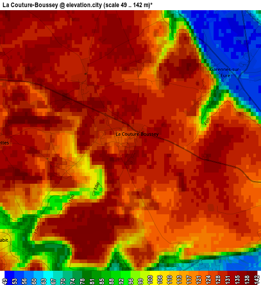 La Couture-Boussey elevation map