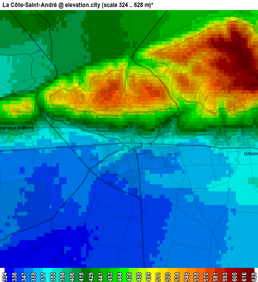 La Côte-Saint-André elevation map