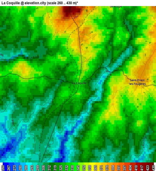 La Coquille elevation map