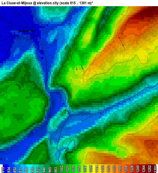 La Cluse-et-Mijoux elevation map