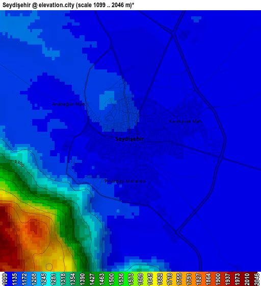 Seydişehir elevation map