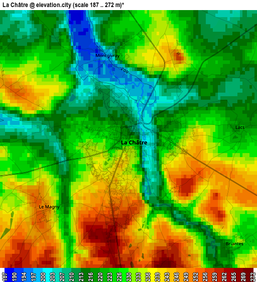 La Châtre elevation map