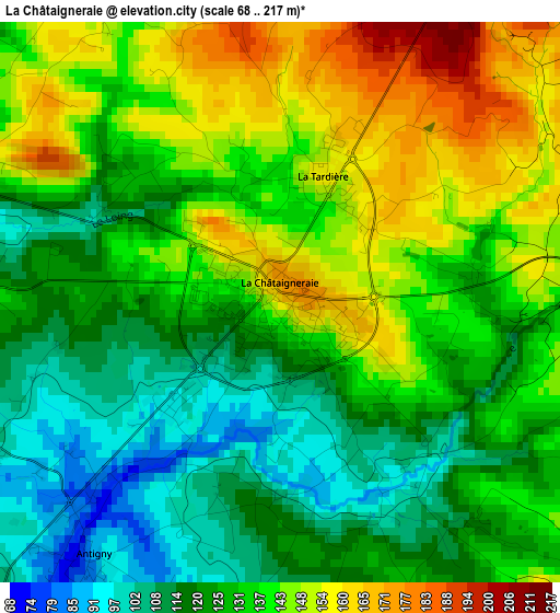 La Châtaigneraie elevation map