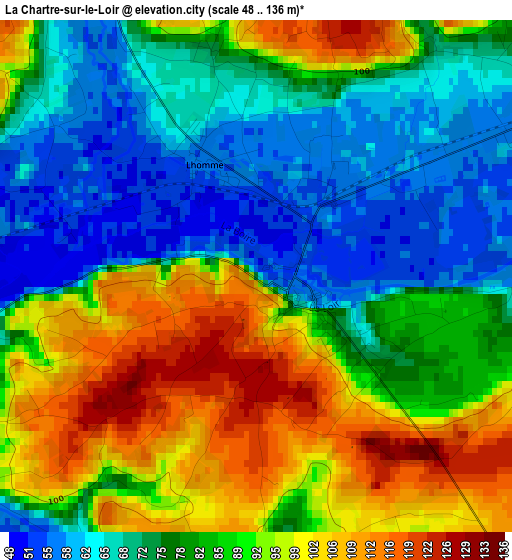 La Chartre-sur-le-Loir elevation map