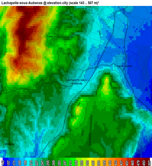 Lachapelle-sous-Aubenas elevation map