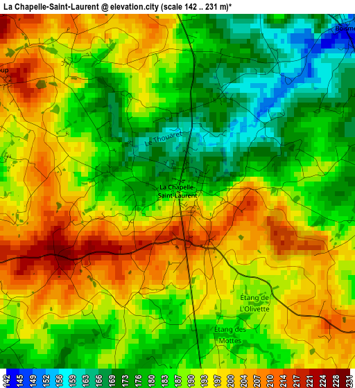 La Chapelle-Saint-Laurent elevation map