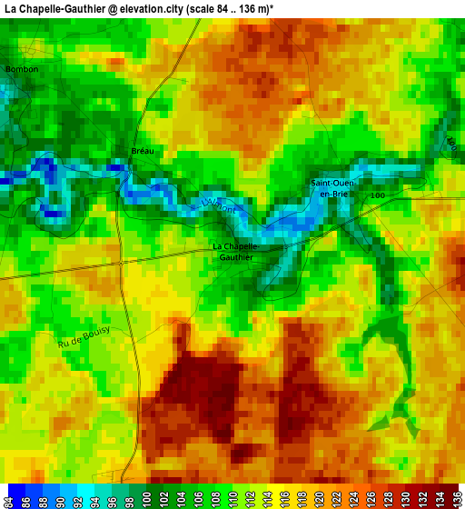 La Chapelle-Gauthier elevation map