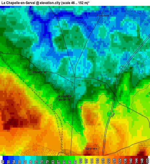 La Chapelle-en-Serval elevation map