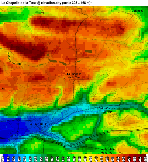 La Chapelle-de-la-Tour elevation map