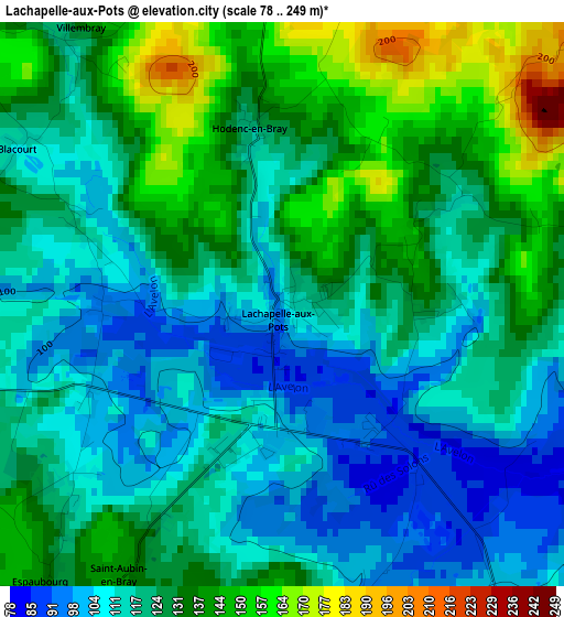 Lachapelle-aux-Pots elevation map