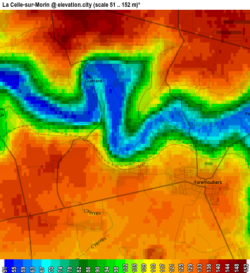 La Celle-sur-Morin elevation map