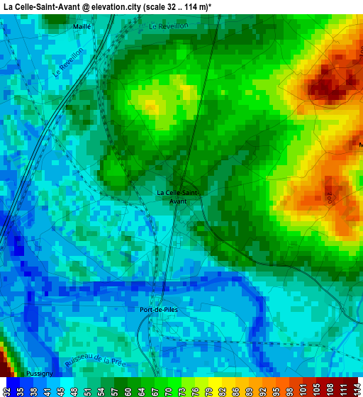 La Celle-Saint-Avant elevation map