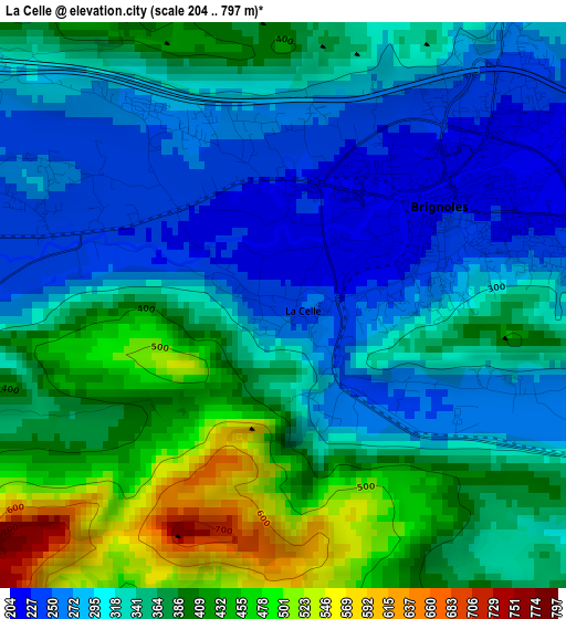 La Celle elevation map