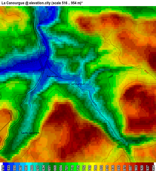 La Canourgue elevation map