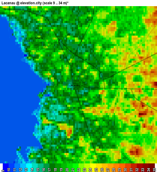 Lacanau elevation map