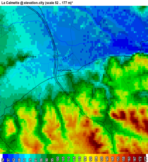 La Calmette elevation map