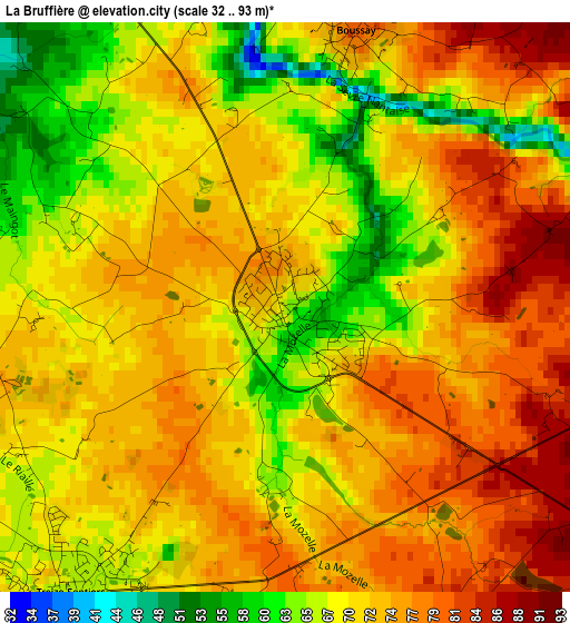 La Bruffière elevation map