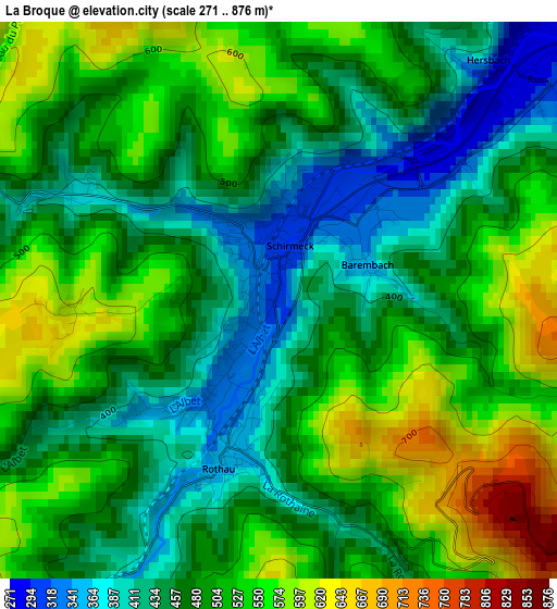 La Broque elevation map