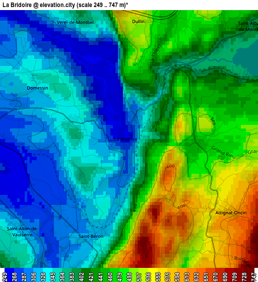 La Bridoire elevation map