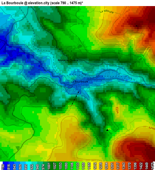 La Bourboule elevation map