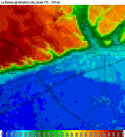 La Boisse elevation map