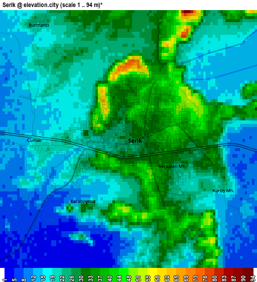 Serik elevation map