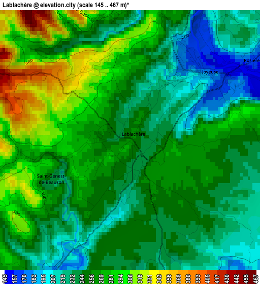 Lablachère elevation map