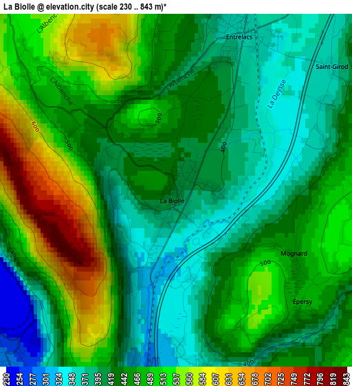 La Biolle elevation map