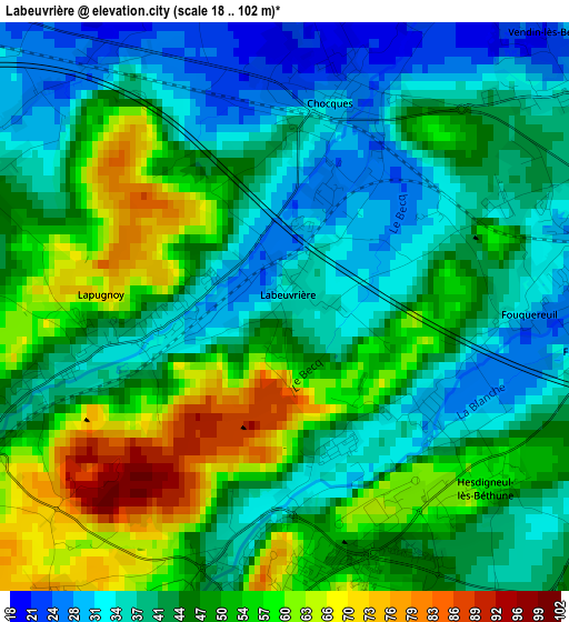 Labeuvrière elevation map