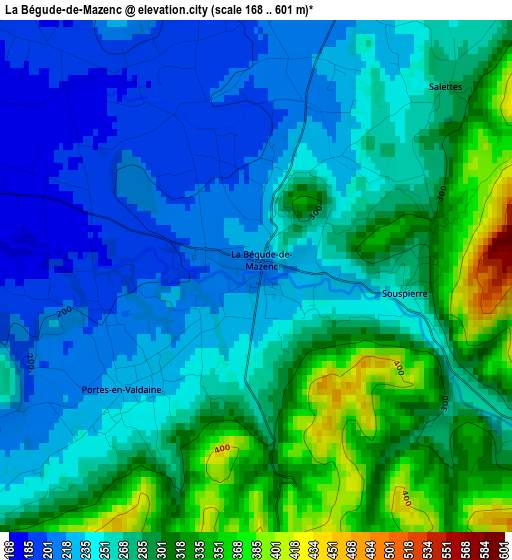 La Bégude-de-Mazenc elevation map